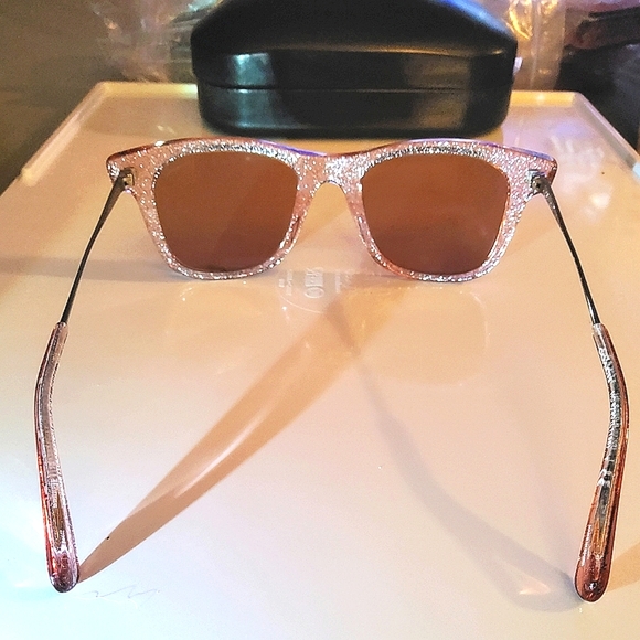 COACH LEGACY STRIPE SQUARE BURGUND/ PINK GLITTER SIGNATURE C SUNGLASSES - Picture 6 of 6